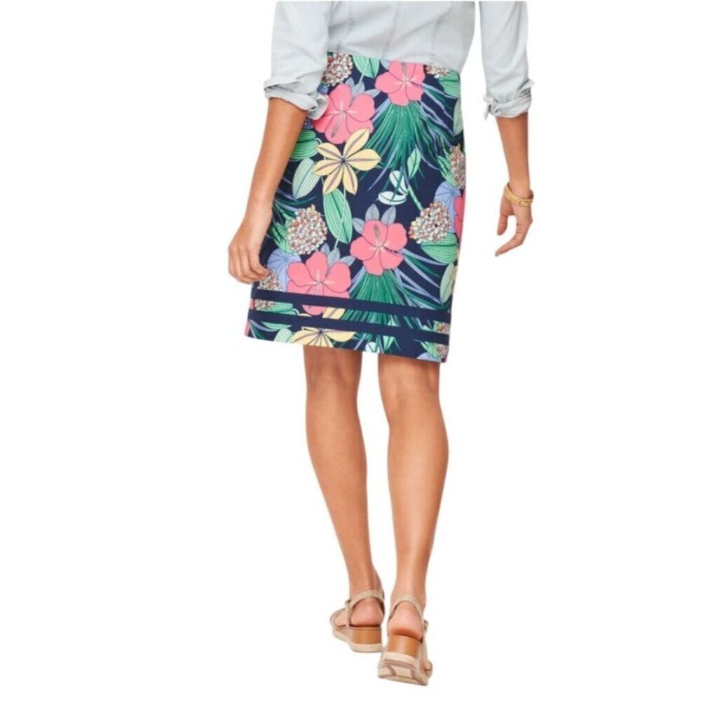 Talbots Cotton Canvas A-Line Hibiscus Skirt Size 2 - Picture 3 of 8